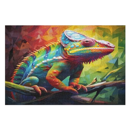 Puzzle Für Erwachsene, 1000 Teile, Chamäleon, Holzpuzzle, Holzpuzzle, Geburtstagsgeschenke, Puzzle, Wanddekoration （75×50cm） von PAZZK