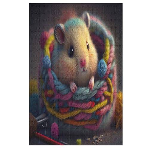 Puzzle Für Erwachsene, 1000 Teile, Hamster, Holzpuzzle, Holzpuzzle, Geburtstagsgeschenke, Puzzle, Wanddekoration （78×53cm） von PAZZK