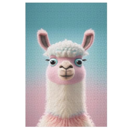 Puzzle Für Erwachsene, Alpaka, 1000 Puzzleteile Für Kinder, Holzpuzzles, Geeignet Für Erwachsene, Lernspiel, Herausforderungsspielzeug （78×53cm） von PAZZK
