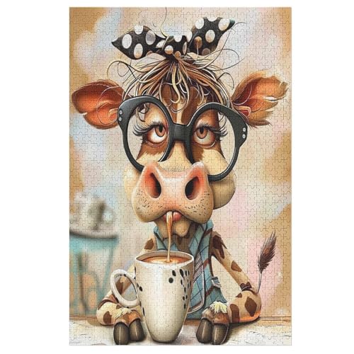 Puzzle Für Erwachsene, Süße Kuh -Puzzles Für Erwachsene, 1000-teiliges Holzpuzzle, Geeignet Für Erwachsene Und Kinder Ab 12 Jahren, Tolles Geschenk Für Erwachsene （78×53cm） von PAZZK