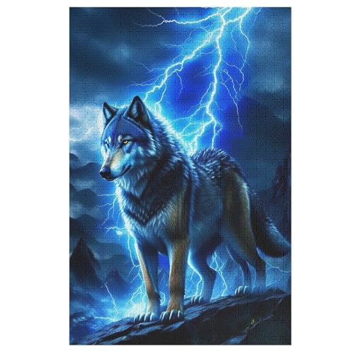 Puzzle Für Erwachsene, Wolf, 1000 Puzzleteile Für Kinder, Holzpuzzles, Geeignet Für Erwachsene, Lernspiel, Herausforderungsspielzeug （78×53cm） von PAZZK