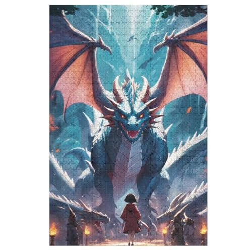 Puzzles Für Erwachsene, 1000 Teile, Drache, Kreative Holzpuzzles, Praktisches Spiel, Familiendekoration （78×53cm） von PAZZK