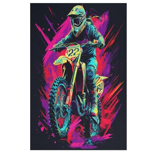 Puzzles Für Erwachsene, 1000 Teile, Motorrad, Kreative Holzpuzzles, Praktisches Spiel, Familiendekoration （78×53cm） von PAZZK