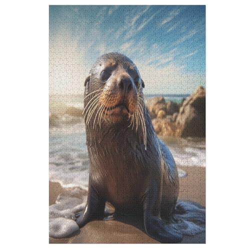 Puzzles Für Erwachsene, 1000 Teile, Robbe, Kreative Holzpuzzles, Praktisches Spiel, Familiendekoration （78×53cm） von PAZZK