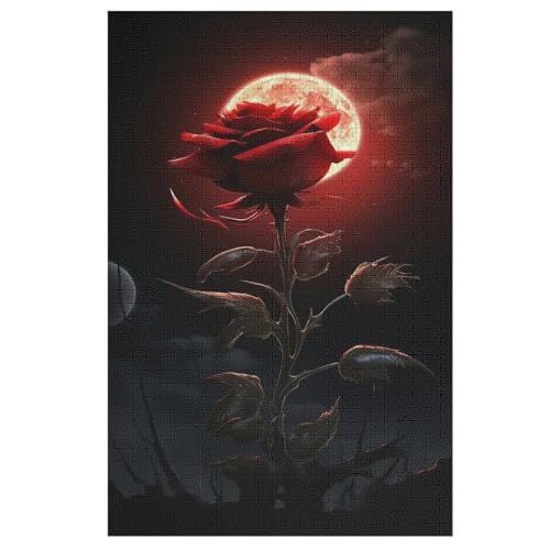 Puzzles Für Erwachsene, 1000 Teile, Rose, Kreative Holzpuzzles, Praktisches Spiel, Familiendekoration （78×53cm） von PAZZK