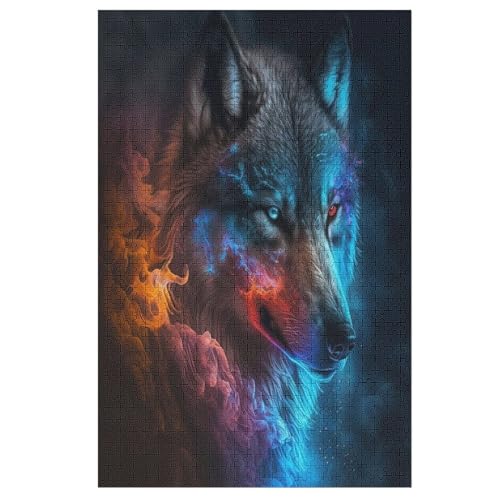 Puzzles Für Erwachsene, 1000 Teile, Wolf, Kreative Holzpuzzles, Praktisches Spiel, Familiendekoration （78×53cm） von PAZZK