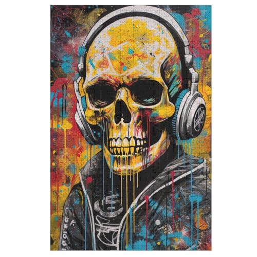 Puzzles Für Erwachsene, Graffiti-Totenkopfmuster Puzzle, 1000 Teile, Kreatives Puzzle, Geistiges Spielzeug, Kinder, Montagespiele （78×53cm） von PAZZK