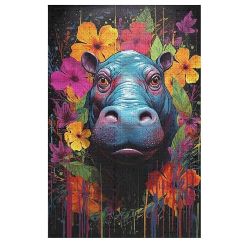Puzzles Für Erwachsene, Puzzle Nilpferd, 1000 Teile, Puzzle Aus Holz Für Erwachsene Und Kinder Ab 12 Jahren, Lernspielzeug （78×53cm） von PAZZK