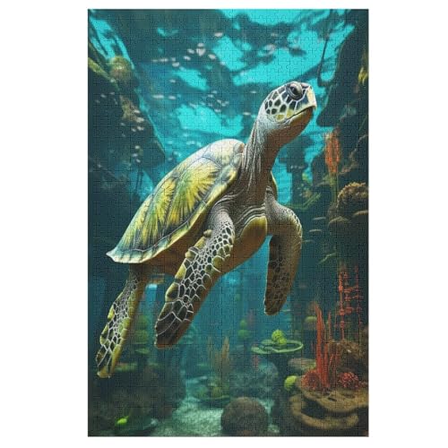 Puzzles Für Erwachsene, Puzzle Schildkröte, 1000 Teile, Puzzle Aus Holz Für Erwachsene Und Kinder Ab 12 Jahren, Lernspielzeug （78×53cm） von PAZZK