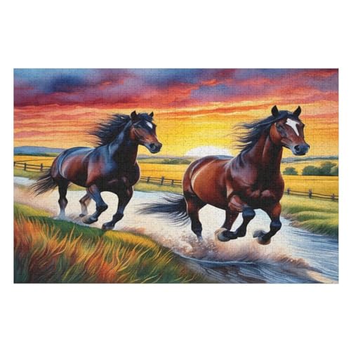 Puzzles Für Erwachsene 1000 Teiliges Pferd Puzzles Für Erwachsene Holzbrettpuzzles Denksportaufgaben Für Erwachsene （75×50cm） von PAZZK