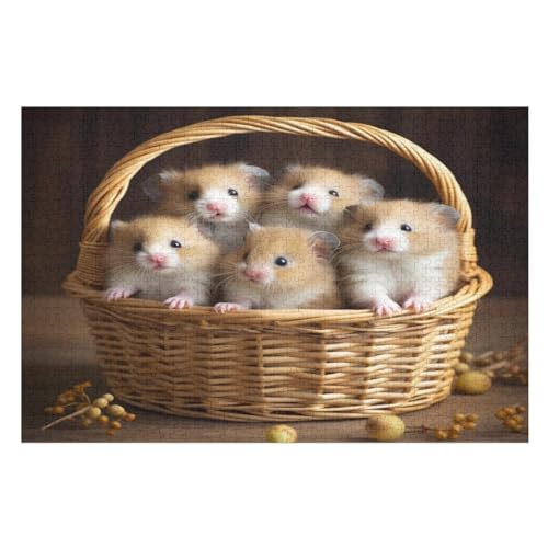 Puzzles Für Erwachsene 1000 Teiliges süßer Hamster Puzzles Für Erwachsene Holzbrettpuzzles Denksportaufgaben Für Erwachsene （75×50cm） von PAZZK