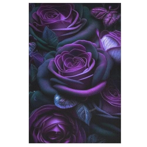 Rose Holzpuzzle 1000 Teile Klassische Puzzles Erwachsene Kinder Puzzle DIY Kit Holzspielzeug Einzigartiges Geschenk Moderne Wohnkultur （78×53cm） von PAZZK