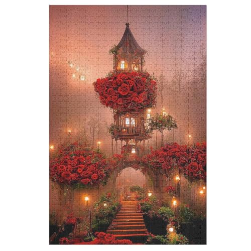 Rose Puzzle Für Erwachsene 1000 Teile Premium 100% Recyceltes Brett Zum Lernen, Lernspielzeug, Familienspiele Kinder Holzpuzzle （78×53cm） von PAZZK