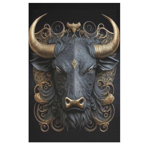 Schwarzer Stier 1000 Teile Puzzles Für Erwachsene Holzpuzzle Familienpuzzlespiel Stressabbau-Puzzle Für Erwachsene Kinder Ab 12 Jahren （78×53cm） von PAZZK