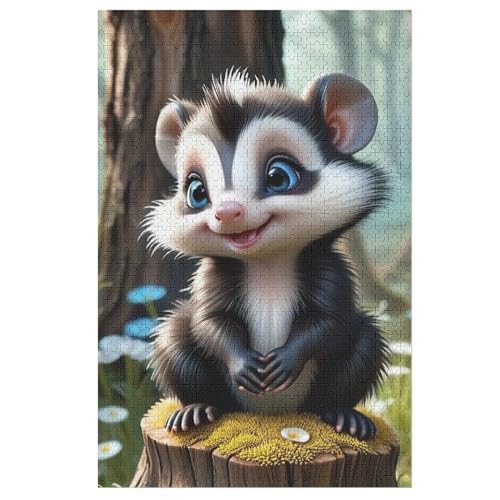 Stinktier Holzpuzzle 1000 Teile Klassische Puzzles Erwachsene Kinder Puzzle DIY Kit Holzspielzeug Einzigartiges Geschenk Moderne Wohnkultur （78×53cm） von PAZZK