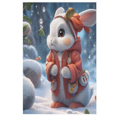 PAZZK Süßer Hase Puzzle für Erwachsene und Kinder, 1000-teiliges Holzpuzzle, 78x53cm von PAZZK