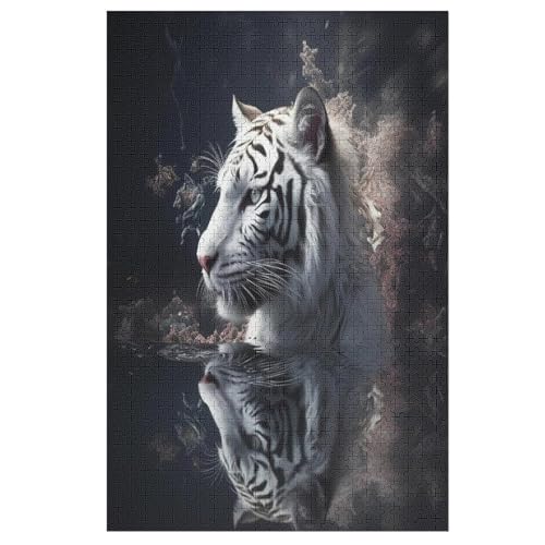 Tiger Holzpuzzle 1000 Teile, Knobelspiele Für Erwachsene, Teenager, Puzzles Unmögliche - Kinder Puzzle Zimmer Deko （78×53cm） von PAZZK