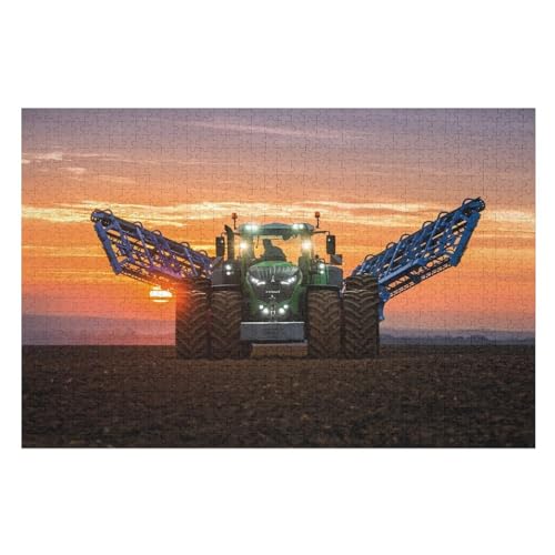 Traktor 1000 Teile Puzzle Für Erwachsene, Herausforderung Puzzles - Familienpuzzle Verringerter Druck Schwieriges Puzzle Rahmen Holzpuzzle Für Erwachsene Kinder 12+ （75×50cm） von PAZZK