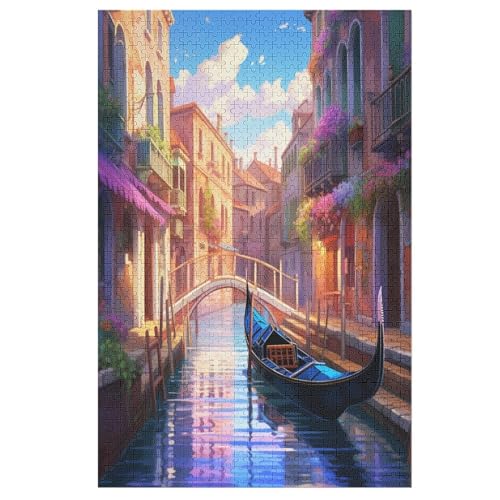 Wasserstadt Venedig 1000 Teile Puzzles Für Erwachsene Holzpuzzle Familienpuzzlespiel Stressabbau-Puzzle Für Erwachsene Kinder Ab 12 Jahren （78×53cm） von PAZZK