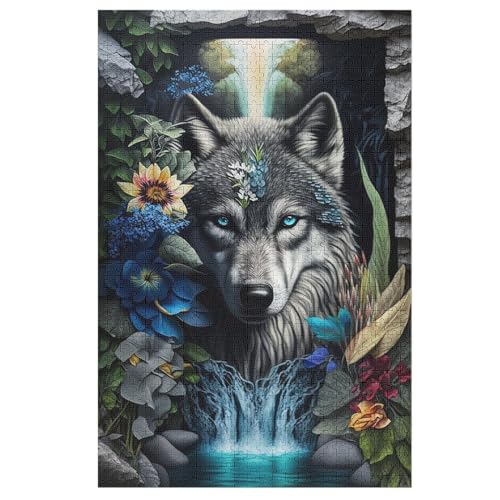 Wolf im Mandala Holzpuzzle 1000 Teile Klassische Puzzles Erwachsene Kinder Puzzle DIY Kit Holzspielzeug Einzigartiges Geschenk Moderne Wohnkultur （78×53cm） von PAZZK
