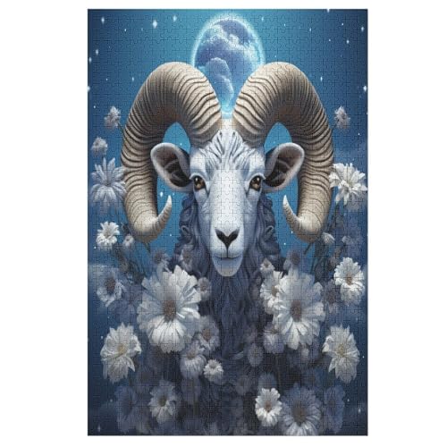 Ziege Holzpuzzle 1000 Teile Klassische Puzzles Erwachsene Kinder Puzzle DIY Kit Holzspielzeug Einzigartiges Geschenk Moderne Wohnkultur （78×53cm） von PAZZK