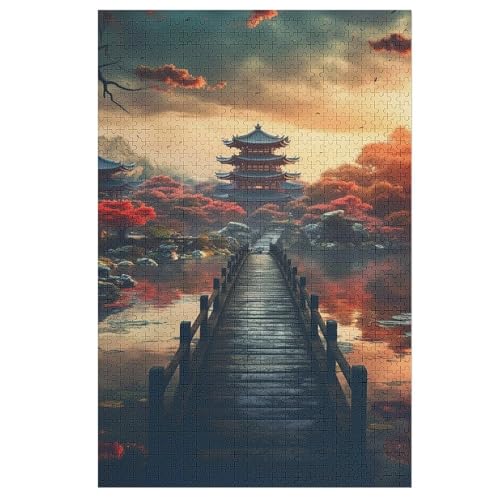 japanischer Stil 1000 Teile Premium-Puzzles Für Erwachsene Kinder- Holzpuzzles Spaß Und Lernspiele - Perfekte Puzzle-Geschenke （78×53cm） von PAZZK