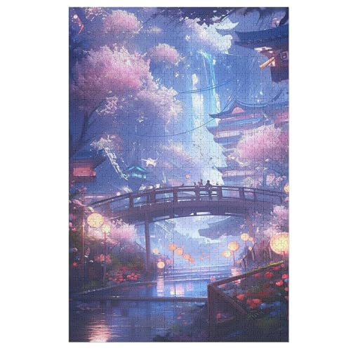 japanischer Stil Holzpuzzle 1000 Teile Klassische Puzzles Erwachsene Kinder Puzzle DIY Kit Holzspielzeug Einzigartiges Geschenk Moderne Wohnkultur （78×53cm） von PAZZK