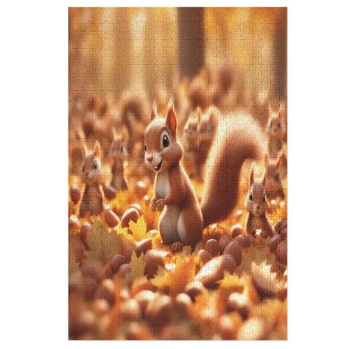 süßes Eichhörnchen Puzzles 1000 Teile Erwachsener Kniffel Spaß Für Die Ganze Familie - 1000 Puzzleteilige Motive, Holzpuzzle Kinder Erwachsene, Impossible Puzzle Schwer （78×53cm） von PAZZK