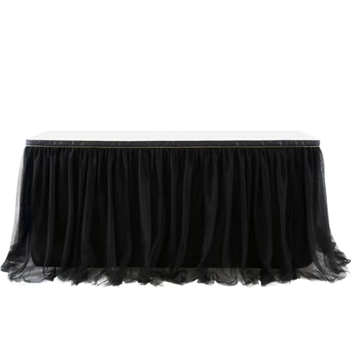 PBDEIOEOE Plissee-Tischrock Geburtstag Tulleing Hochzeitsfeier Tutu Tüll Hochzeitsfeier Home Decor(Black,6FT 1.83x0.77m) von PBDEIOEOE