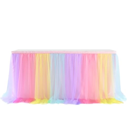 PBDEIOEOE Plissee-Tischrock Geburtstag Tulleing Hochzeitsfeier Tutu Tüll Hochzeitsfeier Home Decor(Multicolour,8FT 2.43x0.77m) von PBDEIOEOE