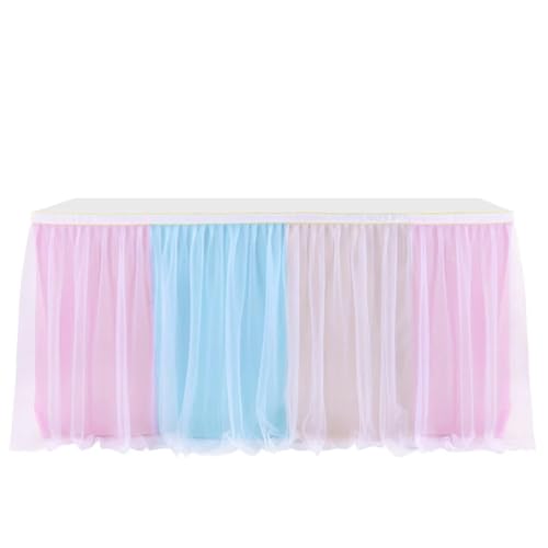 PBDEIOEOE Plissee-Tischrock Geburtstag Tulleing Hochzeitsfeier Tutu Tüll Hochzeitsfeier Home Decor(Three Colors,4FT 1.22x0.77m) von PBDEIOEOE