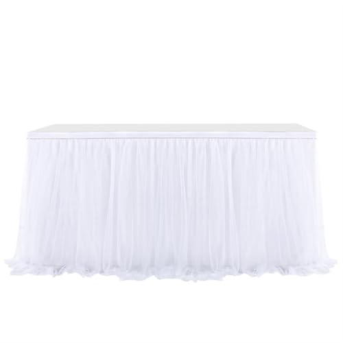PBDEIOEOE Plissee-Tischrock Geburtstag Tulleing Hochzeitsfeier Tutu Tüll Hochzeitsfeier Home Decor(White,4FT 1.22x0.77m) von PBDEIOEOE