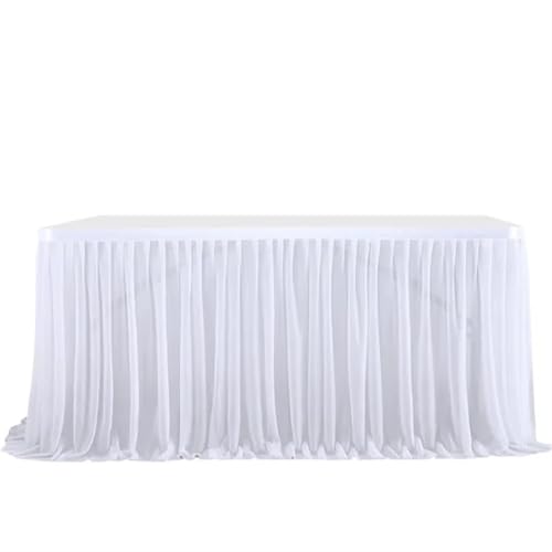PBDEIOEOE Plissee-Tischrock Glitter Perle Chiffon Esszimmer for Hochzeit Party Dessert Bankett Tisch Dekor(White,77x275cm 9FT) von PBDEIOEOE