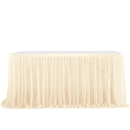 PBDEIOEOE Plissee-Tischrock Hochzeiten Geburtstag Abdeckung Hochzeit Party Tutu Tüll Hochzeit Party Home Decor(Champagne,6FT (185x77cm)) von PBDEIOEOE