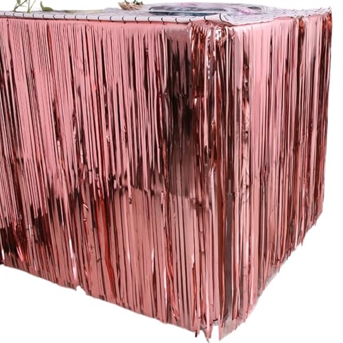 PBDEIOEOE Plissee-Tischrock Hochzeitsdekoration Tisch Geburtstagsparty Dekor 275 * 75cm Geburtstagsdekoration Tischdecken for Party(Rose Gold) von PBDEIOEOE