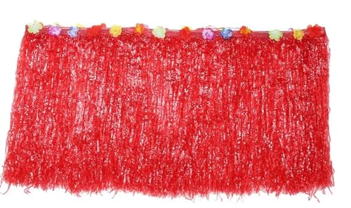 PBDEIOEOE Plissee-Tischrock Party Dekoration Sommer Strand Partys Dekoration Gras Partys(Red,276X75) von PBDEIOEOE
