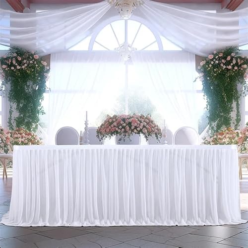 PBDEIOEOE Plissee-Tischrock Party Geburtstag Plissee Dessert Tischdecke Abdeckung Hochzeit Festiveing ​​Hause Tisch Dekor(White,6FT 77x183cm) von PBDEIOEOE