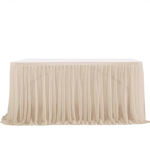 PBDEIOEOE Plissee-Tischrock Party Geburtstag Plissee Dessert Tischdecke Abdeckung Weddinging Home Tischdekoration(Beige,6FT L1.83mXH0.75m) von PBDEIOEOE