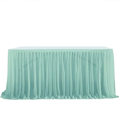 PBDEIOEOE Plissee-Tischrock Party Geburtstag Plissee Dessert Tischdecke Abdeckung Weddinging Home Tischdekoration(Blue Green,6FT L1.83mXH0.75m) von PBDEIOEOE