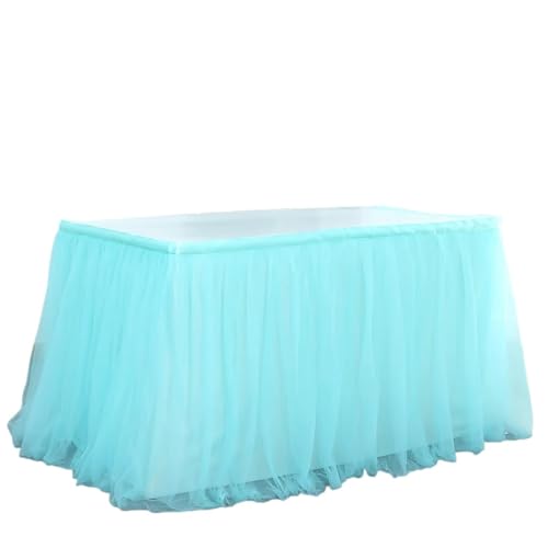 PBDEIOEOE Plissee-Tischrock Partys Tisch Mesh Plissee Tischdecke Tutu Tüll for Geburtstag Party(Mint Green,450 * 76) von PBDEIOEOE