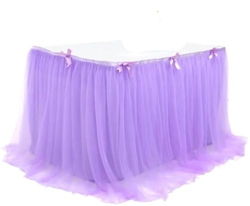 PBDEIOEOE Plissee-Tischrock Partys Tisch Mesh Plissee Tischdecke Tutu Tüll for Geburtstag Party(Purlple,280 * 76) von PBDEIOEOE