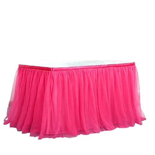 PBDEIOEOE Plissee-Tischrock Partys Tisch Mesh Plissee Tischdecke Tutu Tüll for Geburtstag Party(Rose Red,450 * 76) von PBDEIOEOE