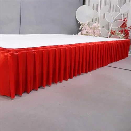 PBDEIOEOE Plissee-Tischrock Plissee Hochzeit Hintergrund Vorhänge Tisch Cothes for Geburtstag Bankett Stageing Event Party(Red,H50cm x L300cm) von PBDEIOEOE