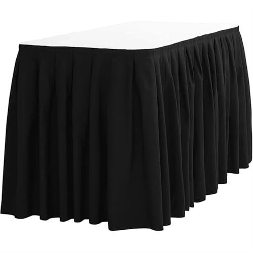 PBDEIOEOE Plissee-Tischrock Polyester Bankett Rechteck Tischdecke Skirting for Hochzeit Event Party Hotel Dekoration(Black) von PBDEIOEOE