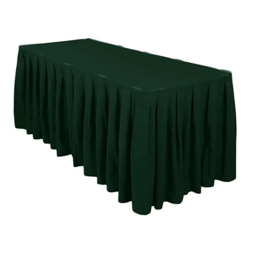 PBDEIOEOE Plissee-Tischrock Polyester Bankett Rechteck Tischdecke Skirting for Hochzeit Event Party Hotel Dekoration(Deep Green) von PBDEIOEOE