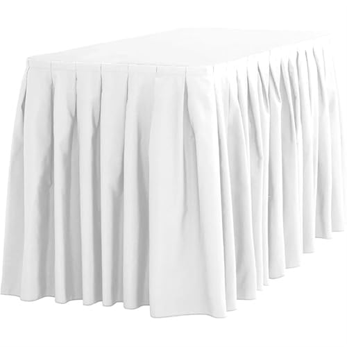 PBDEIOEOE Plissee-Tischrock Polyester Bankett Rechteck Tischdecke Skirting for Hochzeit Event Party Hotel Dekoration(White) von PBDEIOEOE