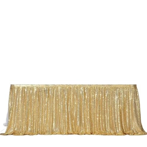 PBDEIOEOE Plissee-Tischrock Rechteckige Glitter Pailletten for Hochzeit Geburtstag Party Zubehör Home Dekoration(Gold,70x183cm) von PBDEIOEOE