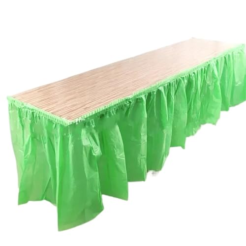 PBDEIOEOE Plissee-Tischrock Rechteckiger Tischdeckenrock aus Kunststoff for Abschlussfeier, Hochzeit, Geburtstag, Party, Dekoration(Green) von PBDEIOEOE