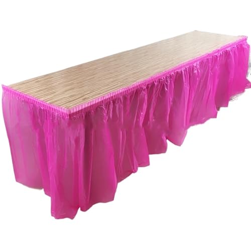 PBDEIOEOE Plissee-Tischrock Rechteckiger Tischdeckenrock aus Kunststoff for Abschlussfeier, Hochzeit, Geburtstag, Party, Dekoration(Rose Red) von PBDEIOEOE