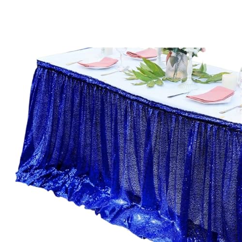 PBDEIOEOE Plissee-Tischrock Tischdecke Glitter Sparkly Shimmer Rechteck Tischdecken for Geburtstagsparty-Event Hochzeitsdekor(Blue,6ft 70x183cm) von PBDEIOEOE